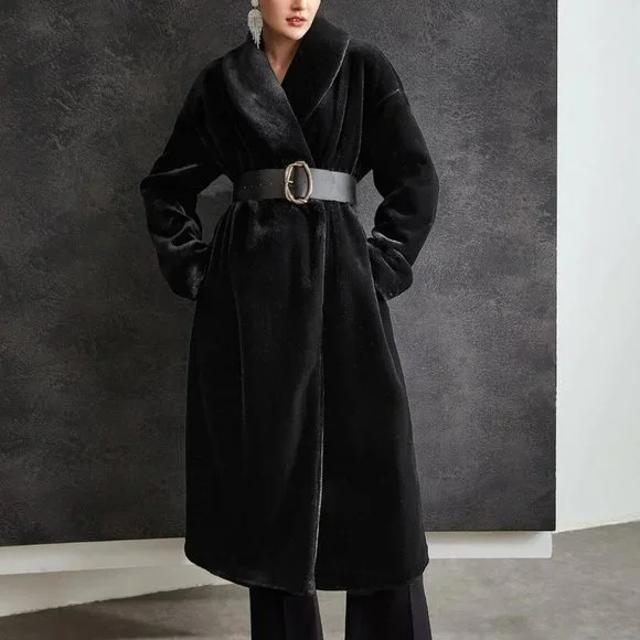 Black Preppy Womens Faux fur Coat - Picture 1 of 5